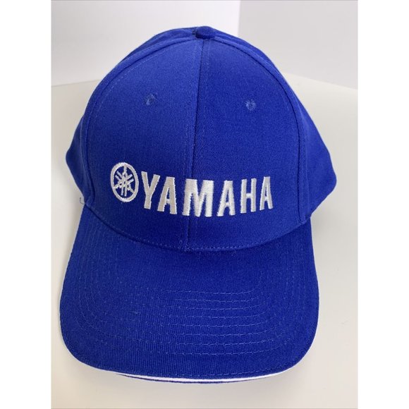 Authentic Yamaha Motorsports Mens Classic Racing White Logo on Blue Baseball Hat - Picture 2 of 7